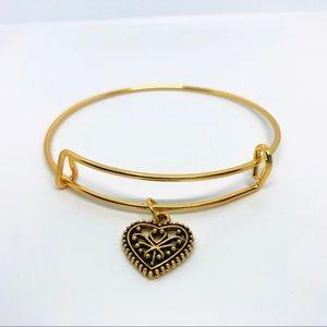Golden Heart Bangle Charm Bracelet